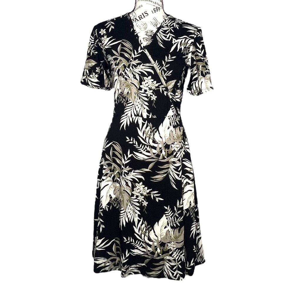 41Hawthorn SMALL Elisse Knit Surplice Dress - Faux Wrap Short Flutter Sleeve